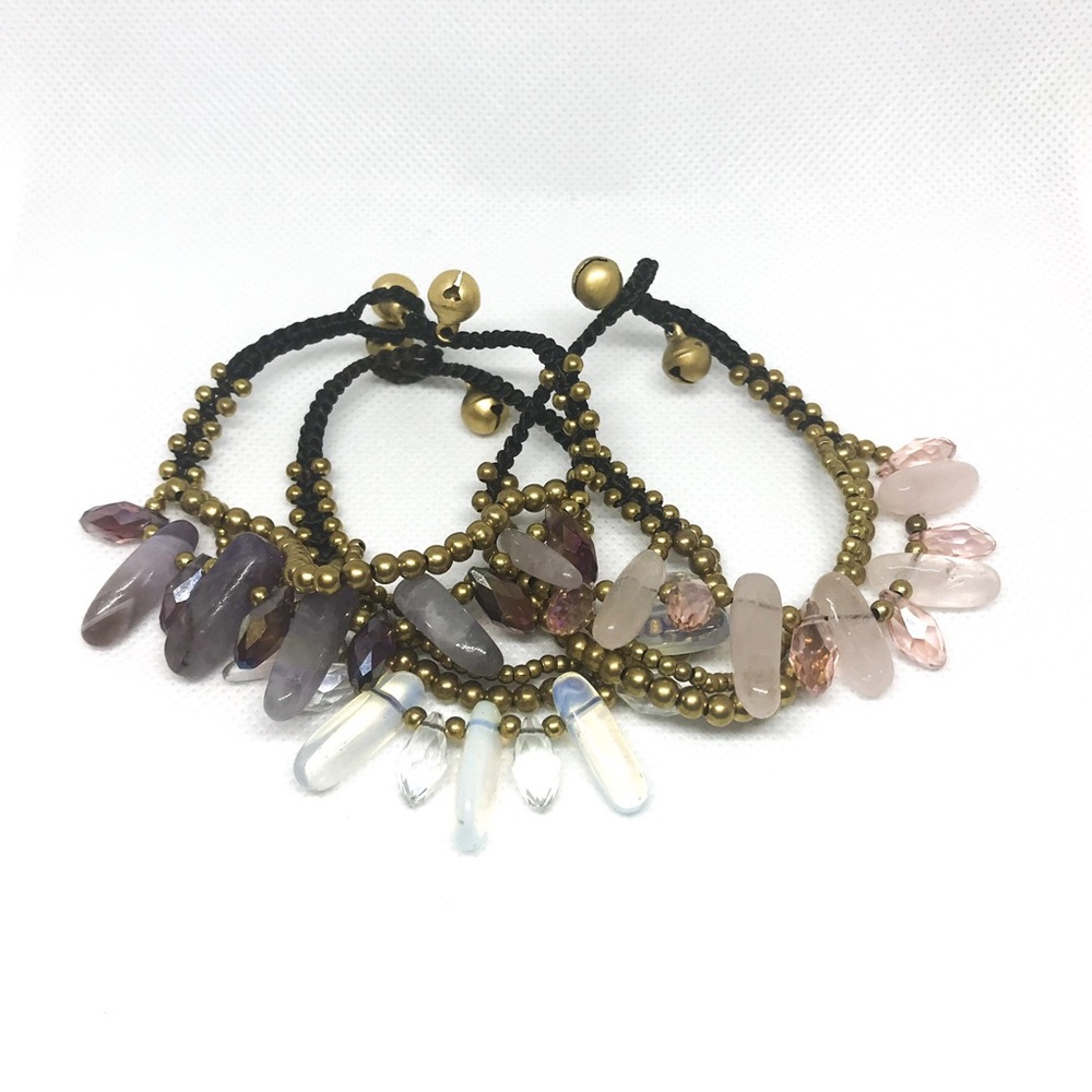 Crystal and Quartz Multi Layer Bracelet